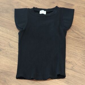 Blue Rain Black Tank Top with Flutter Sleeves